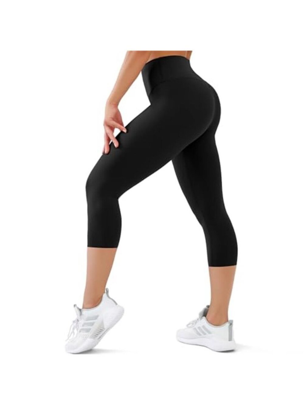 Black High Waisted Capri Leggings with Pockets Buttery Soft Yoga Workout Pants